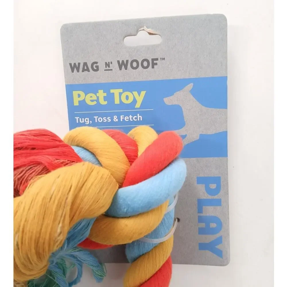 Wag N' Woof Colorful Braided Dog Rope Pet Toy Tug Fetch Play